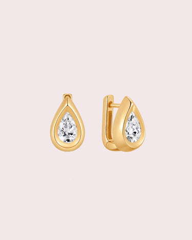 Bezel Pear Lab-Diamond Hoops - ZM Fine Jewelry