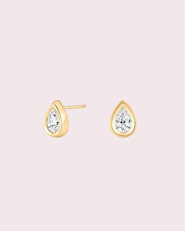 Bezel Pear Lab-Diamond Studs - ZM Fine Jewelry