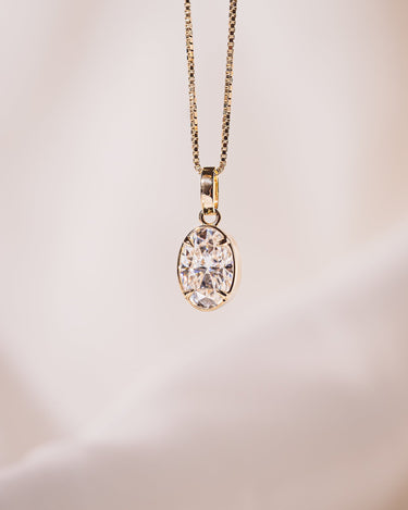 Bezel Pendant - Oval - Zen Moissanite