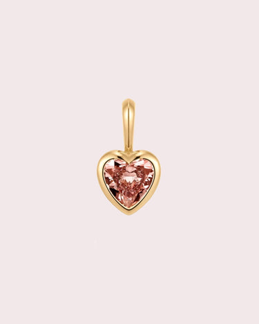 Charm - Padparadscha Sapphire Bezel Heart - ZM Fine Jewelry