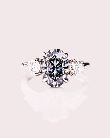 Hannah - Oval (Grey) & Pear - Zen Moissanite
