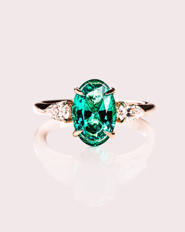 Hannah - Oval (Lab - Emerald) & Pear - Zen Moissanite
