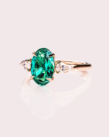 Hannah - Oval (Lab - Emerald) & Pear - Zen Moissanite