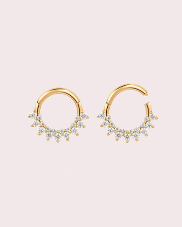 Lab-Diamond Star Piercing Hoops - ZM Fine Jewelry