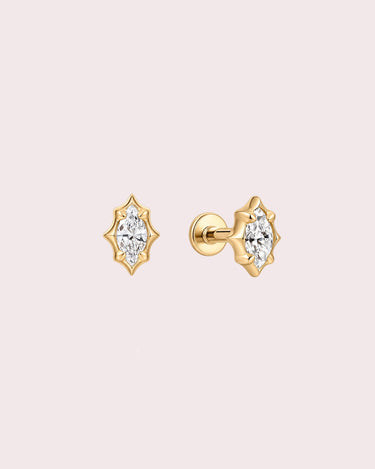 Marquise Lab-Diamond Flatback Piercing Stud - ZM Fine Jewelry