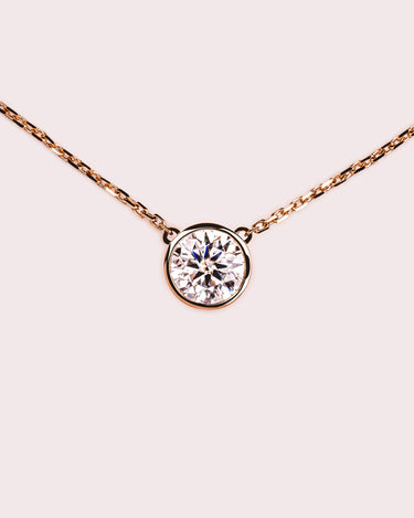 Ready to Ship - Bezel Necklace - Round - Zen Moissanite