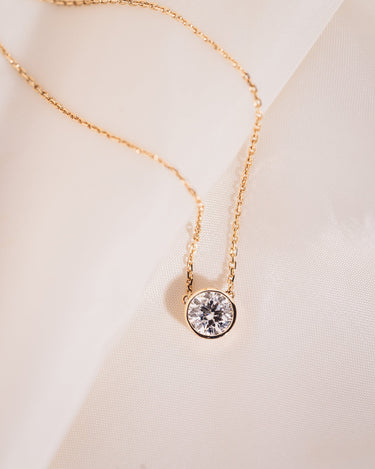 Ready to Ship - Bezel Necklace - Round - Zen Moissanite