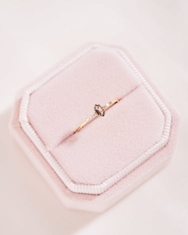 Ready to Ship - Smoky Quartz & Lab - Diamond Ring - Zen Moissanite