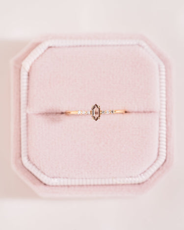 Ready to Ship - Smoky Quartz & Lab - Diamond Ring - Zen Moissanite