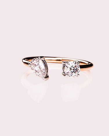 Ready to Ship - Two - Stone Floating Ring - Zen Moissanite