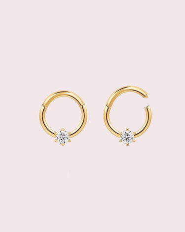 Single Lab-Diamond Piercing Huggies - ZM Fine Jewelry