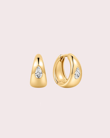 Tapered Bezel Set Pear Lab-Diamond Hoops - ZM Fine Jewelry