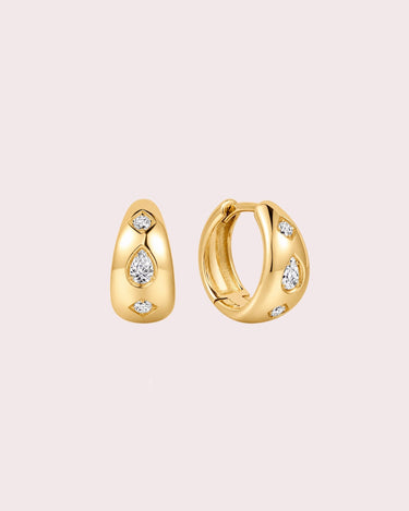 Tapered Pear & Round Lab-Diamond Hoops - ZM Fine Jewelry