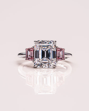 Rhonda - Emerald & Sapphire Trapezoid (Pink) - Zen Moissanite