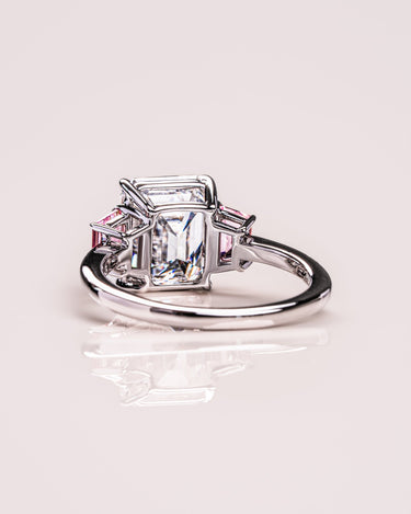 Rhonda - Emerald & Sapphire Trapezoid (Pink) - Zen Moissanite