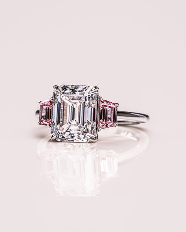 Rhonda - Emerald & Sapphire Trapezoid (Pink) - Zen Moissanite