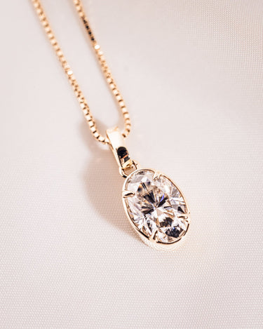 Bezel Pendant - Oval - Zen Moissanite