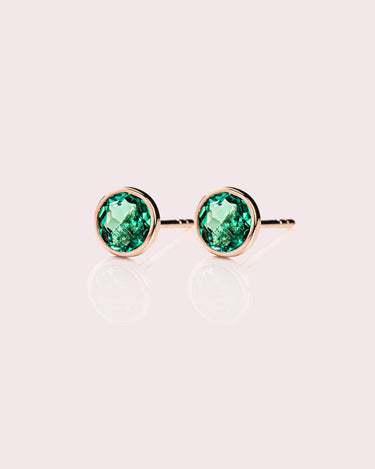 Demi Earrings - Round Lab - Emerald - Zen Moissanite