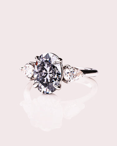 Hannah - Oval (Grey) & Pear - Zen Moissanite