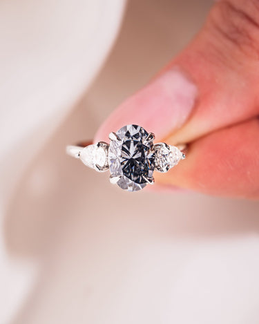Hannah - Oval (Grey) & Pear - Zen Moissanite