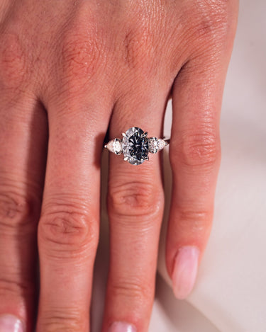 Hannah - Oval (Grey) & Pear - Zen Moissanite