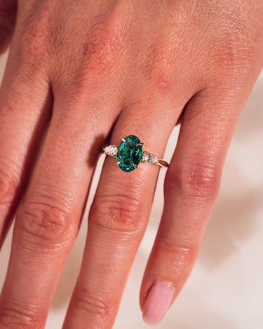 Hannah - Oval (Lab - Emerald) & Pear - Zen Moissanite