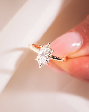 Jasmine - Elongated Hexagon Lab - Diamond - Zen Moissanite
