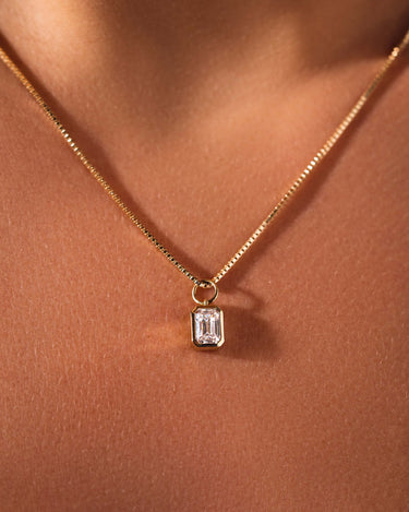 Ready to Ship - Charm - Emerald Bezel - Zen Moissanite