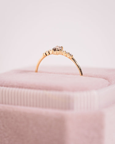 Ready to Ship - Smoky Quartz & Lab - Diamond Ring - Zen Moissanite