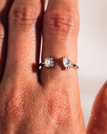 Ready to Ship - Two - Stone Floating Ring - Zen Moissanite