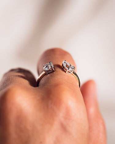 Ready to Ship - Two - Stone Floating Ring - Zen Moissanite