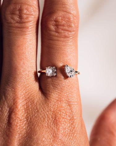 Ready to Ship - Two - Stone Floating Ring - Zen Moissanite