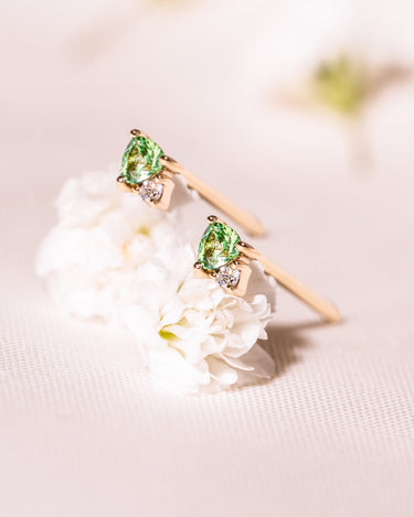 Ready to Ship - Tsavorite & Lab - Diamond Earrings - Zen Moissanite