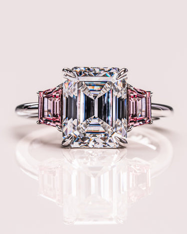 Rhonda - Emerald & Sapphire Trapezoid (Pink) - Zen Moissanite