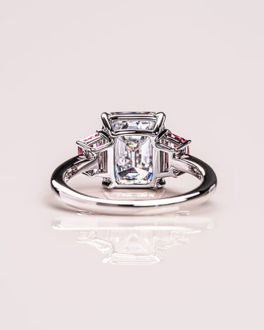 Rhonda - Emerald & Sapphire Trapezoid (Pink) - Zen Moissanite